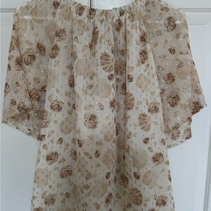Loft Gold Seashell Sparkle Blouse Size S